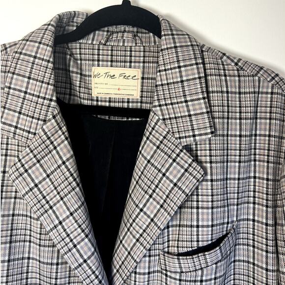 Free People We The Free Cali Plaid Blazer Size Large Relaxed Fit EUC - Picture 4 of 7